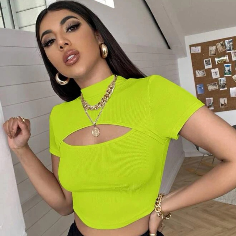 Lime Green Front Cut Out Crop Top